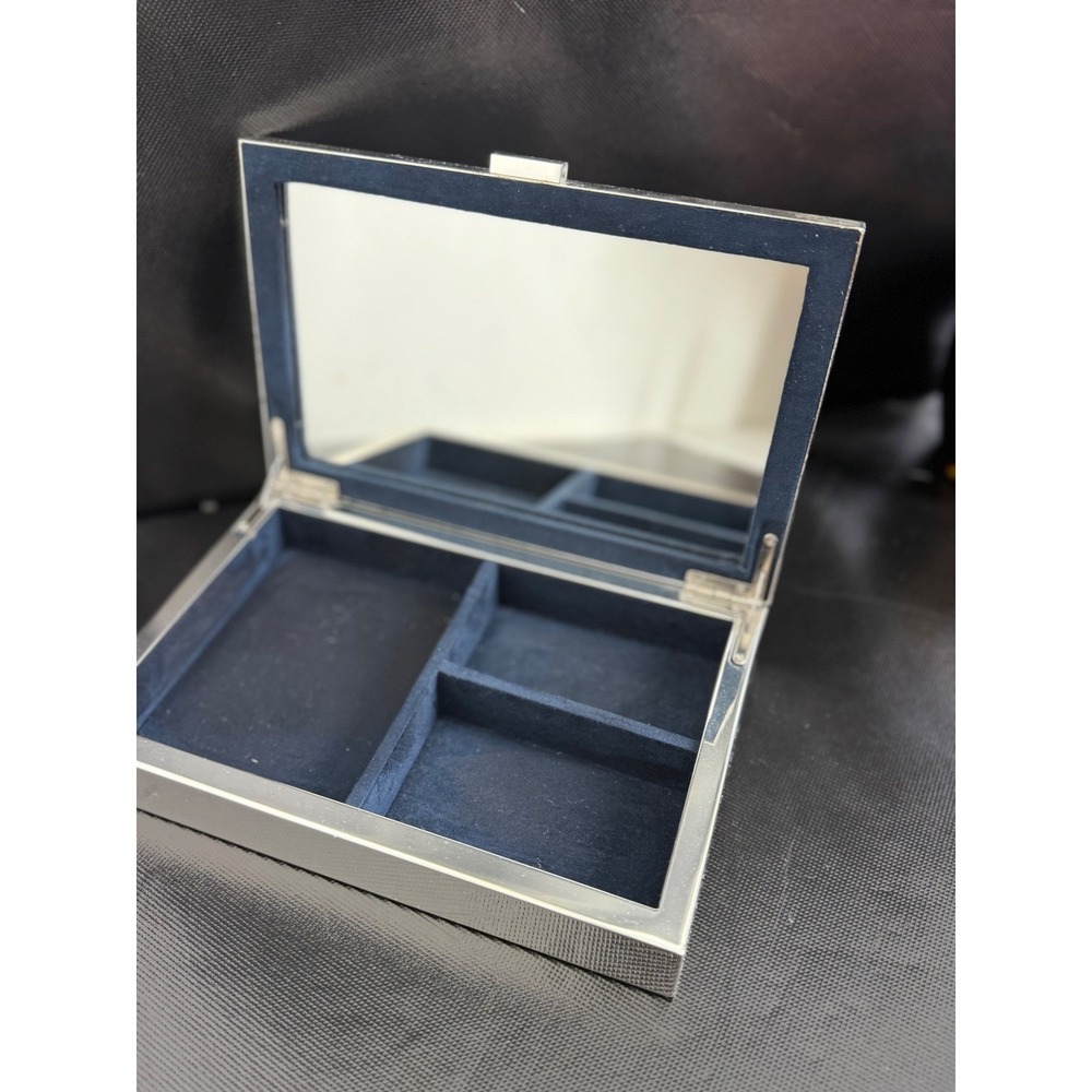 Mother of Pearl Jewelry‎ Box Silver Tone Mirrored Interior Storage
